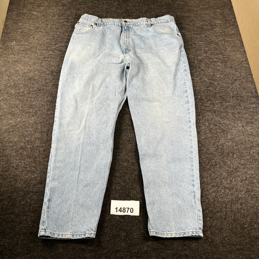 Carhartt Straight Leg Jeans Men 42x32 Blue Denim Light Wash Relaxed Fit Workwear